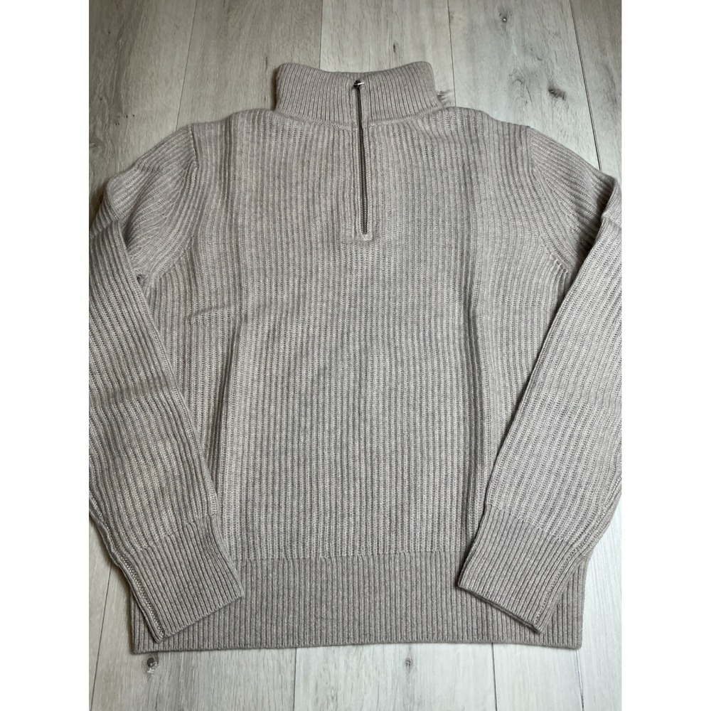 Italic Shane Cashmere Quarter Zip Pullover Mens Gray Sweater Small New With Tags - Picture 5 of 6